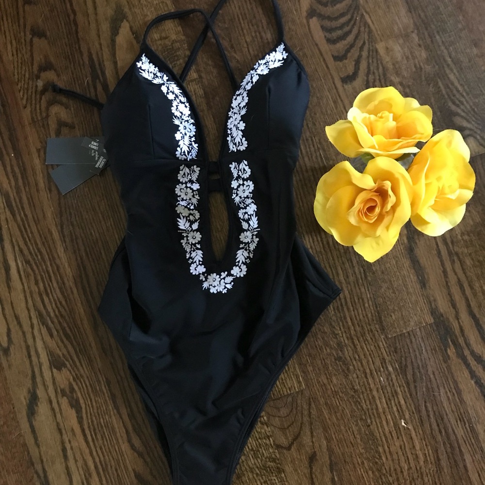 Abercrombie & Fitch Deep V Black Swimsuit